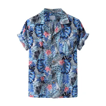 

Summer Shirt Men Fashion Mens Printed Turn Down Collar Short Sleeve Casual Shirts Мужские Рубашки Для Мальчиков