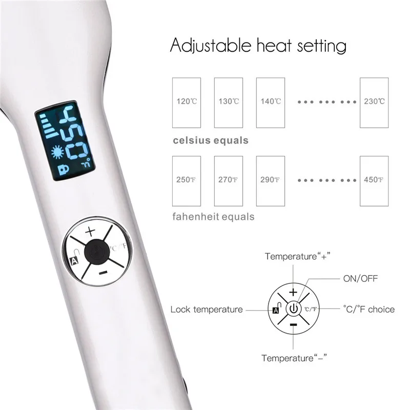 3D вращающийся Профессиональный Выпрямитель для волос с ЖК экраном утюжок