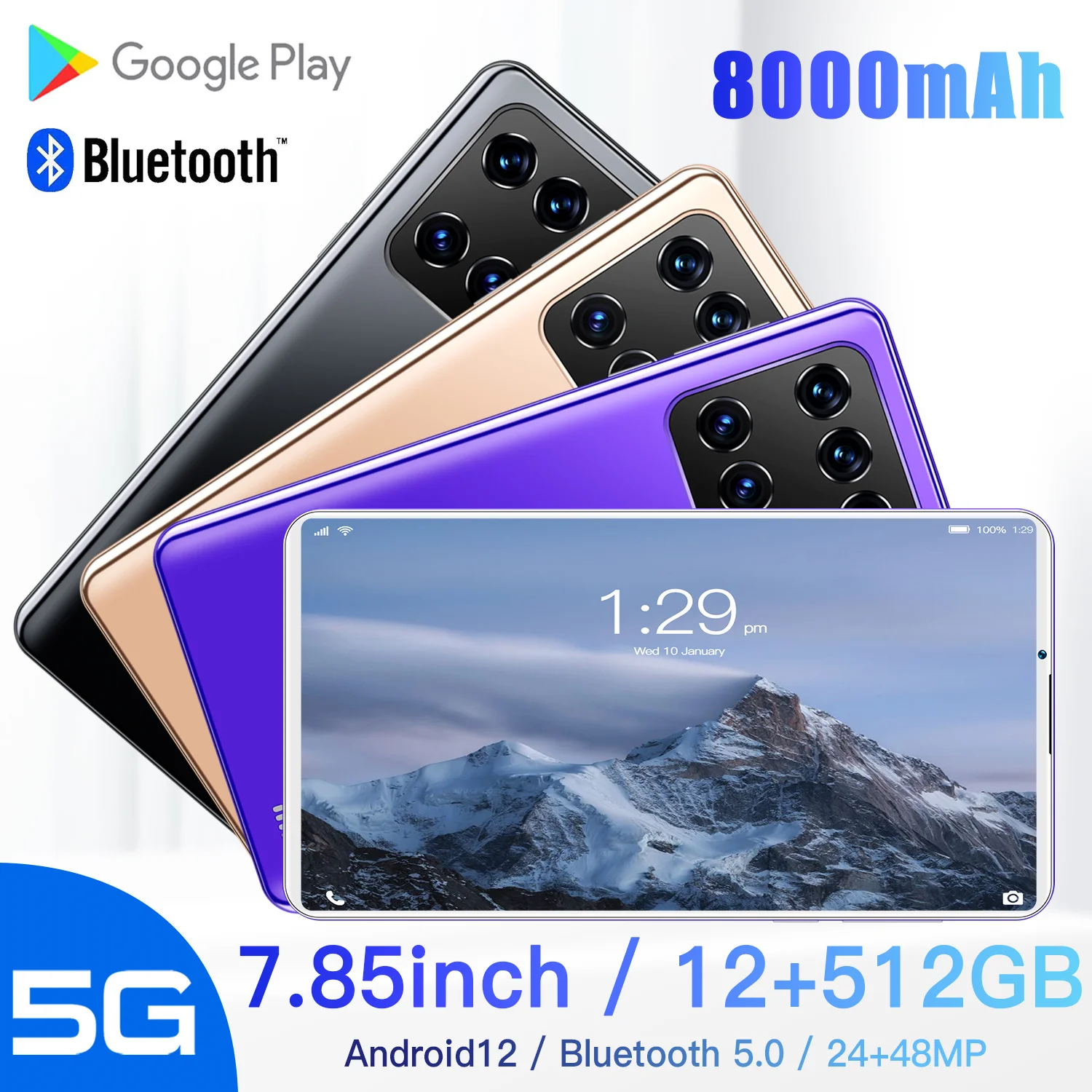 Планшетный ПК M12 отправка клавиатуры Android 12 подарок ГБ 512 Pad WPS Office 8 Дюймов 48 МП 5G Deca