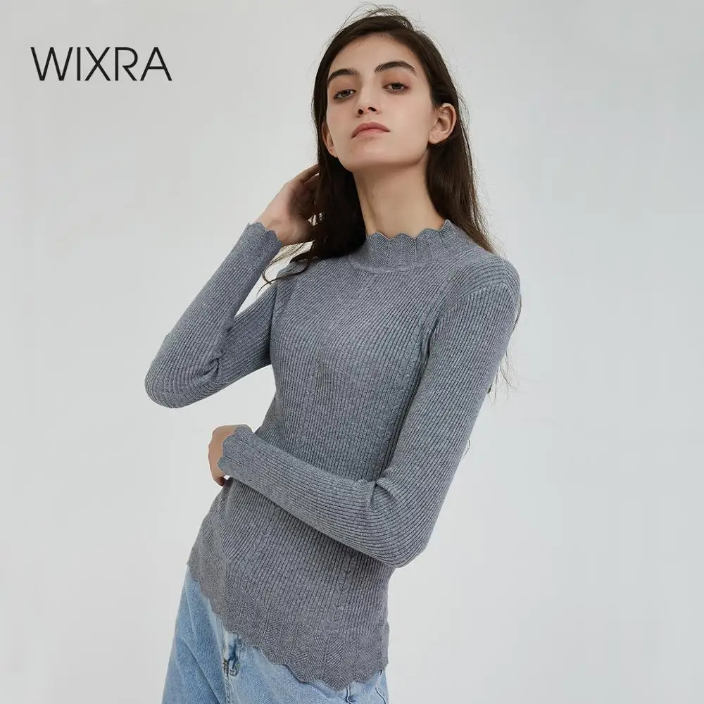 Wixra/Новинка Осенне-зимние пуловеры с высоким воротником Свитера длинными