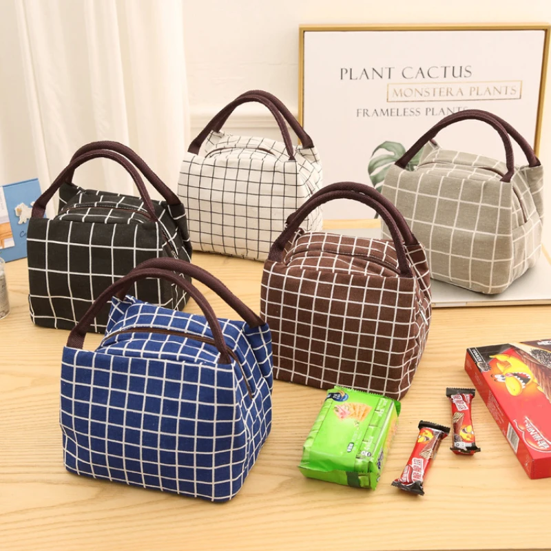 Портативный Термоизолированный ланч-мешок в полоску с принтом, сумка для ланча большой емкости для пикника, сумка для хранения, водонепроницаемый мешочек, Ланчбокс сумки