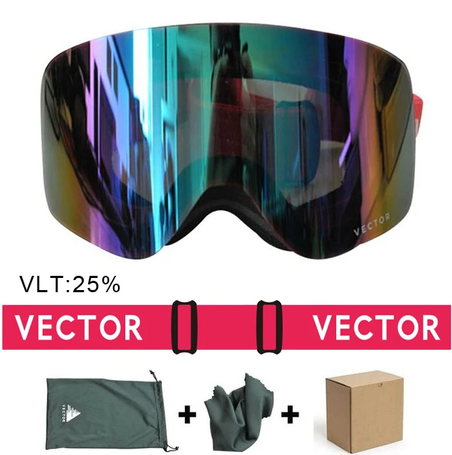 Векторные брендовые лыжные очки мужские и женские двойные линзы UV400 противотуманные лыжные очки снежные очки Взрослые лыжные очки для сноуборда - Цвет: red