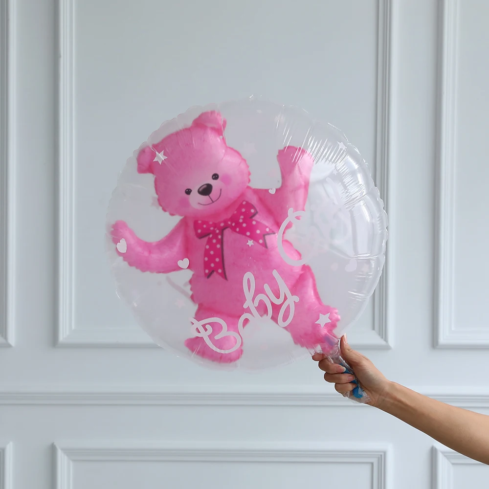 24 дюйма для маленьких девочек голубого и розового цвета в виде шара пузыря в виде шара, игрушечными мишками или шариками для маленьких мальчиков 4D медведь Фольга воздушные шары, хороший подарок на день рождения, рождественские украшения, игрушки для детей