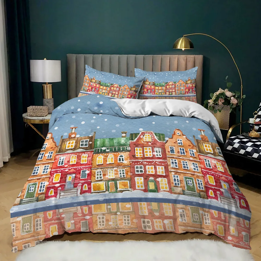 Fairy Tales Theme Duvet Cover Set Cartoon Christmas Fairy Tale Soft Microfiber Decorative 2/3pcs Bedding Set with Pillowcase