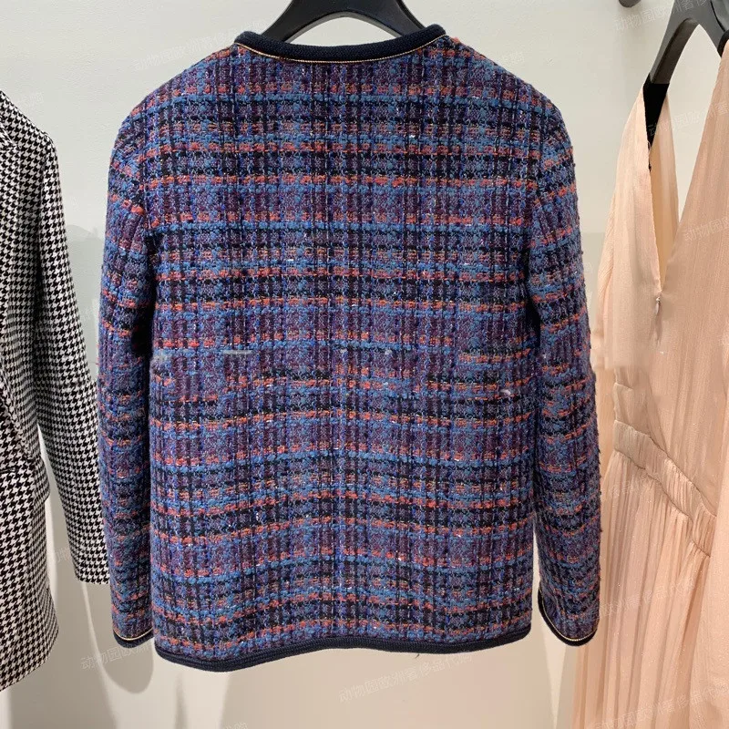 Women Plaid Small Fragrance Coat and Jacket with Pockets New Spring Autumn