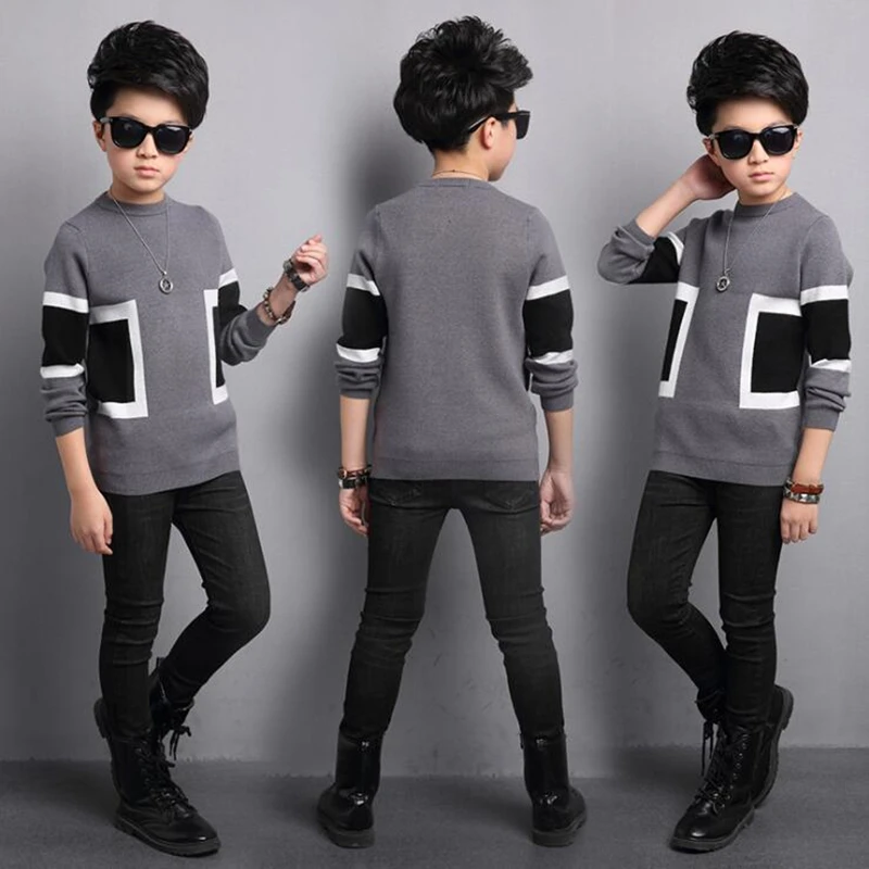 Брендовый свитер для мальчиков зимний флисовый пуловер маленьких верхняя одежда