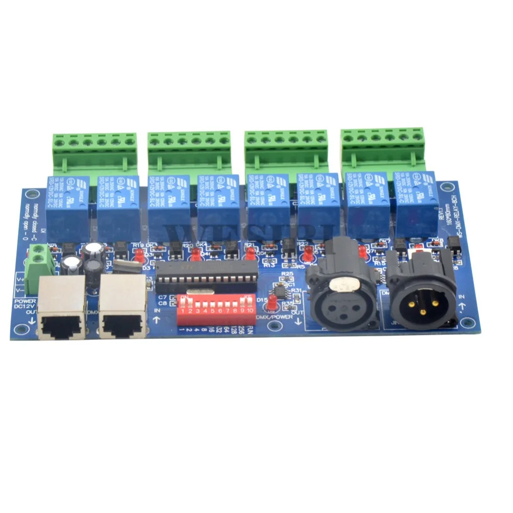 8CH DMX 512 светодиодный контроллер DMX512 диммер 8-канальный сетевой видеорегистратор реле выход декодер максимум 10 А