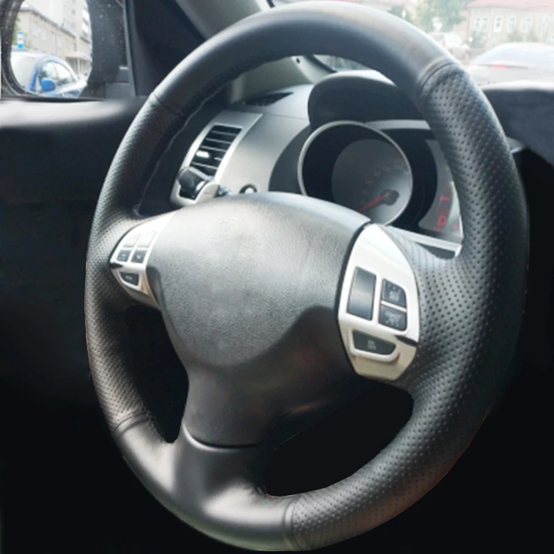 Оплетка из натуральной кожи, ручная сшитая крышка рулевого колеса для Mitsubishi Lancer EX 10 Lancer X Outlander ASX Colt Pajero Sport
