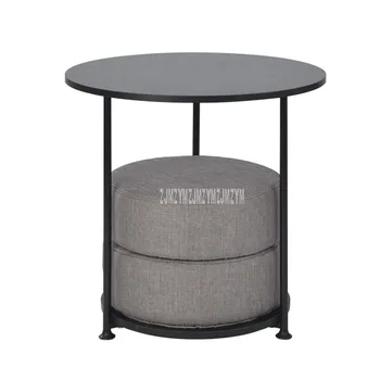 

55cm Nordic Round Table With 2PCS Floor Seat Cushion Modern Simple Design Tea Coffee Table Wood Desktop Carbon Steel Bracket