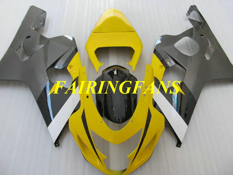 Мотоцикл обтекателя тела для GSXR600 750 K4 04 05 R 600 GSXR750 2004 2005 желто-черные Обтекатели Кузов+ подарки SE47