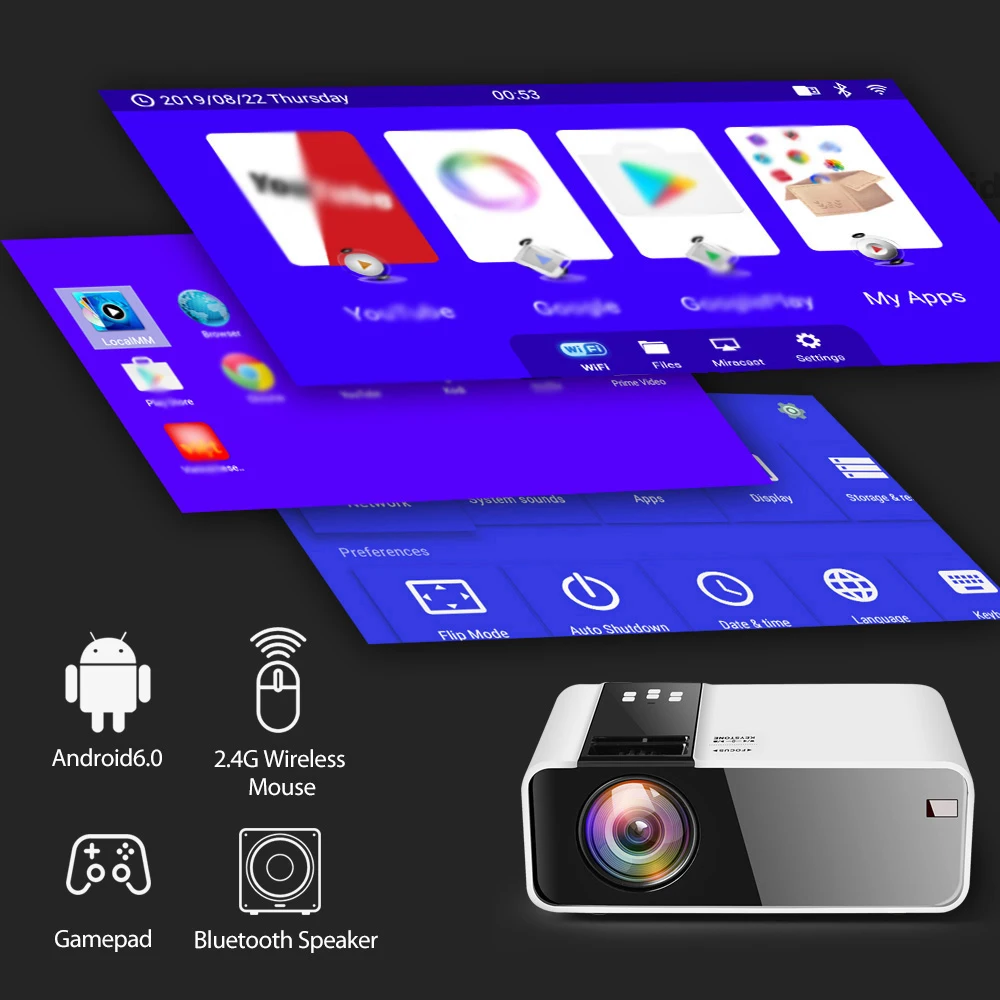 ThundeaL HD Mini projecteur TD90 natif 1280x720P LED Android WiFi projecteur vidéo Home Cinema 3D HDMI projecteur film jeu