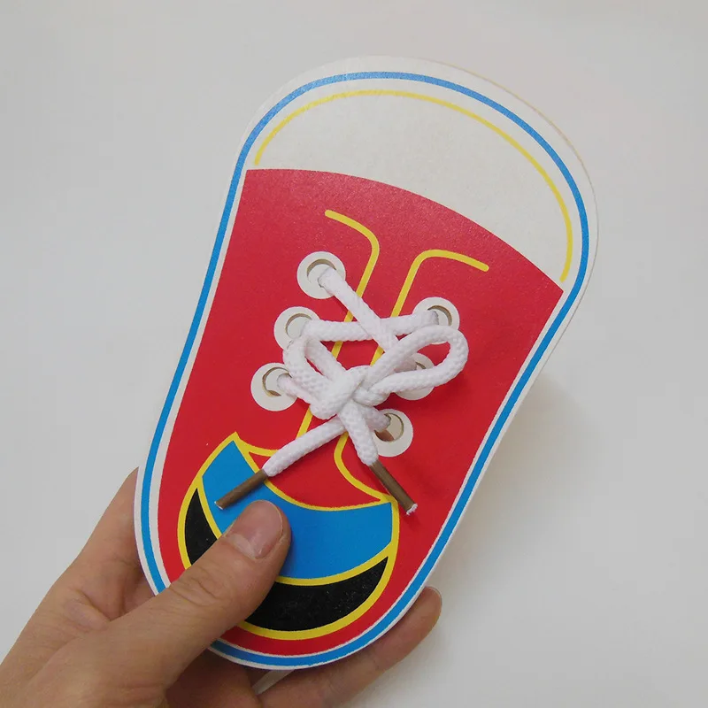 Practice Montessori Learning Children Wooden Shoe Lace Educational Toys Tie Shoelaces Toys 3