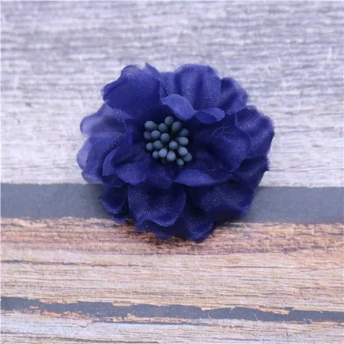 navy blue 10 шт. шифоновый 3d имитирующий поддельный цветок DIY ремесло поставки головной убор гирлянда крафтинг Декор материалы швейная одежда аксессуары - Цвет: navy blue