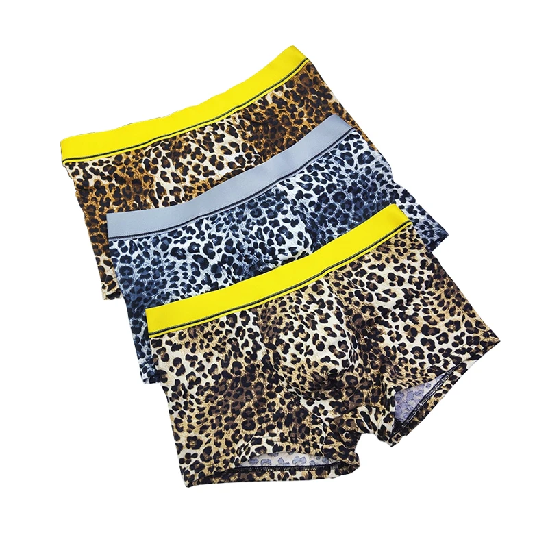 

3 color Leopard Dot Men Sexy Boxer Soft Romantic Underwear Homewear Pouch Bag Panties