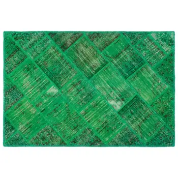 

Handmade Green Vintage Overdyed Patchwork Area Rug 120x180 Cm-3'11''X5'11''