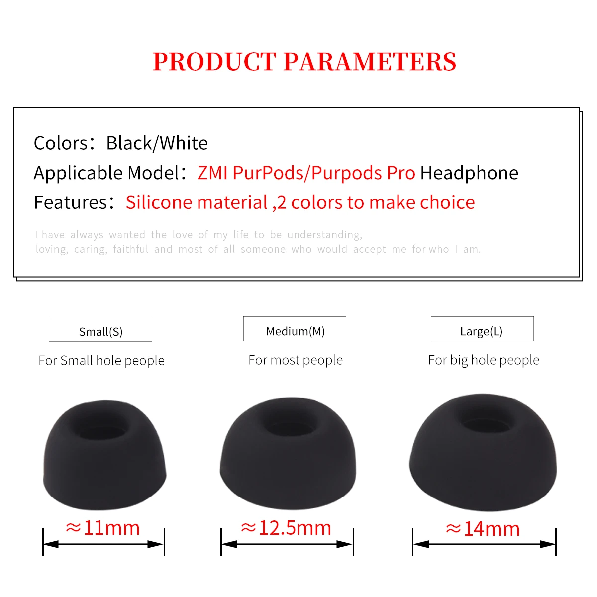 6Pcs Silicone Ear Tips for ZMI PurPods Pro Eartips for ZMI PurPods TWS Global Version ANC Wireless Tips Oval Mouth Earplugs
