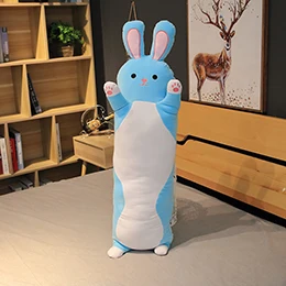 Lucky Cat, длинная игрушка для кошки, мыши, мягкие животные, стоячий мультфильм, плюши, мягкая игрушка, спящий друг, детский подарок 65/90/100 см - Цвет: Blue Bunny