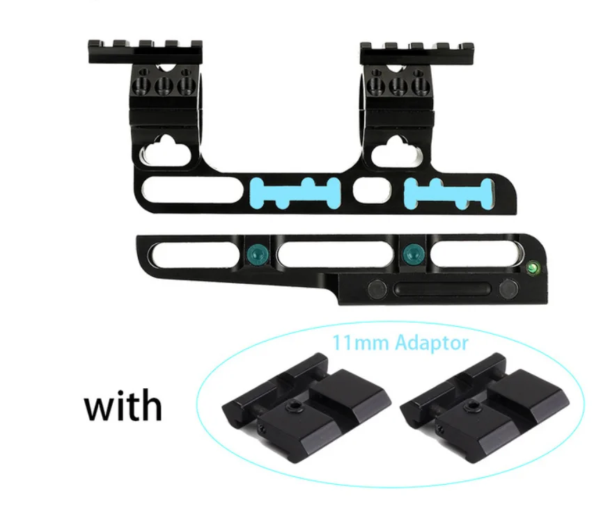 Mount with Adaptor Двустороннее направление 25,4 мм 30 мм смещение регулируемое крепление с пузырьковым уровнем прицелы для охотничьих ружей Кольца Топ Пикатинни Вивер рейка - Цвет: Mount with Adaptor
