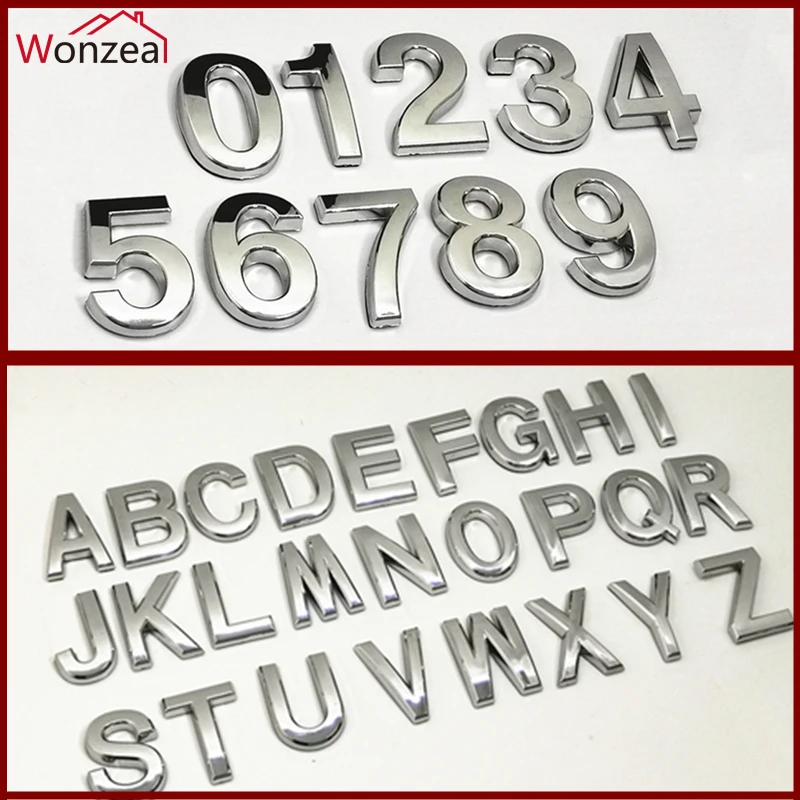 house number signs door signs numbers plate wall plaques 3.5cm/5cm/7cm/10cm 0123456789 Modern Silver Plaque Number House Hotel Door Number Address Digits Sticker Plate Sign ABS plastic