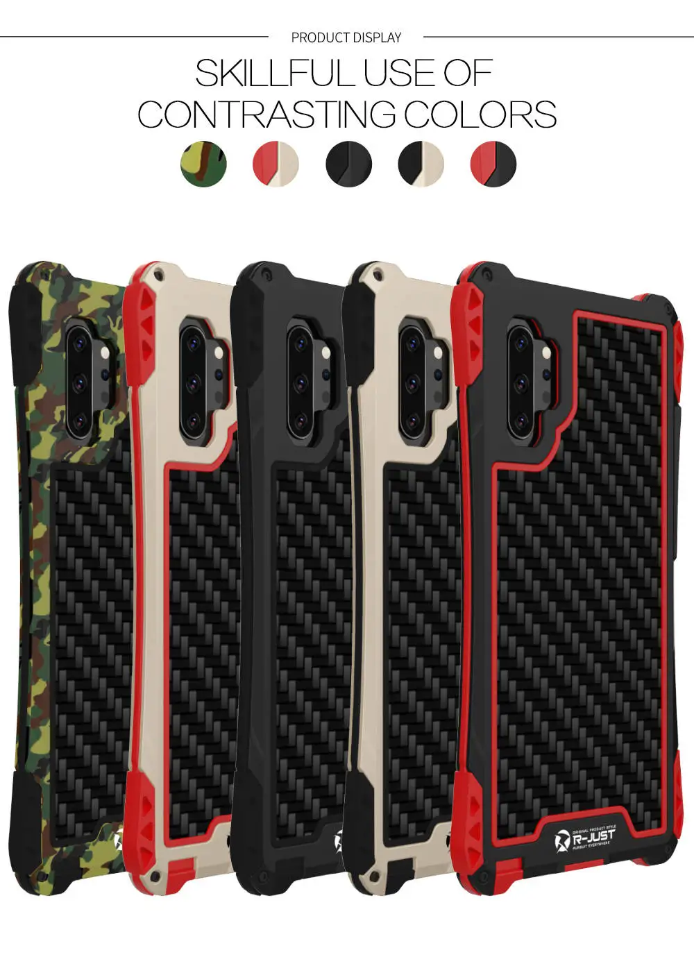 Carbon fiber Tri-proof Waterproof Armor Aluminum Phone Case for Samsung Galaxy Note 10 Plus 9 8 S10 5G S9 S8 S7 Cover |