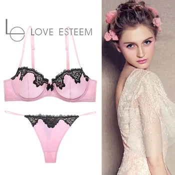 

Bra set Ultra-thin sexy gathered lace underwear set French bra