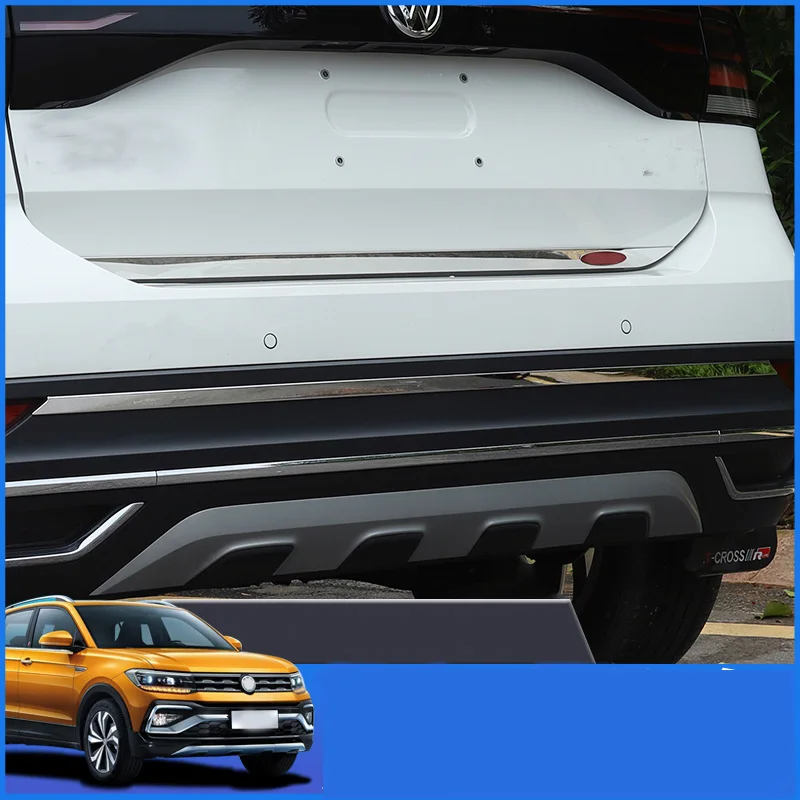 Задний багажник автомобиля хвост коробка дверь Нижняя отделка полосы наклейки гарнир для Volkswagen VW T-cross Tcross автомобиль-Стайлинг