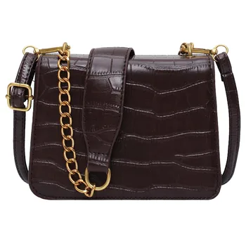 

Fashion Crossbody Bag For Women Retro Handbag Stone Leather Shoulders Bags Chain Purse Mobile Phone Shopping Bag Hasp Flap