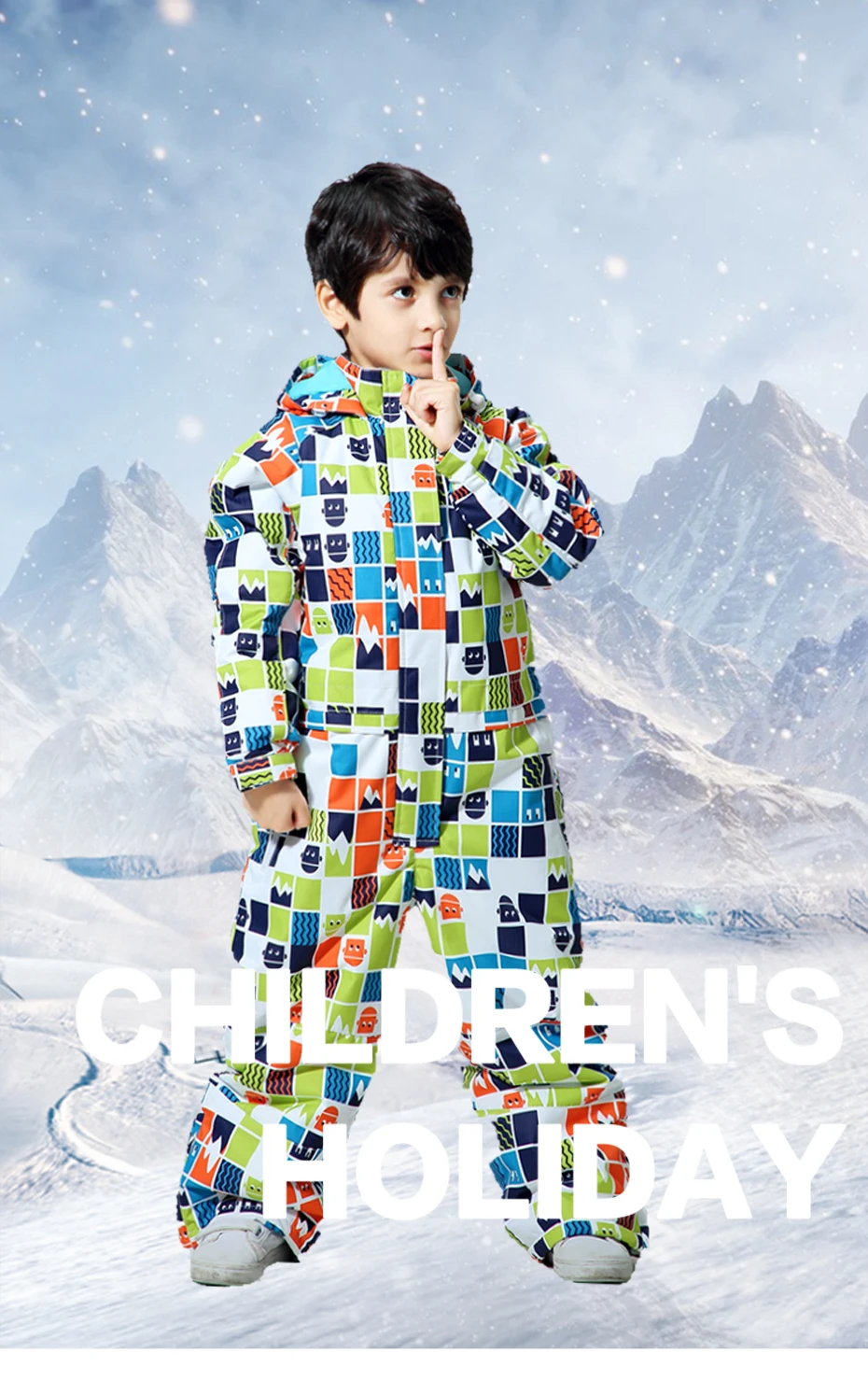Winter-30 temperature Kids Piece Ski Suit Children Brands Waterproof Warm Boy Snow Jacket Skiing And Snowboarding Jacket Child