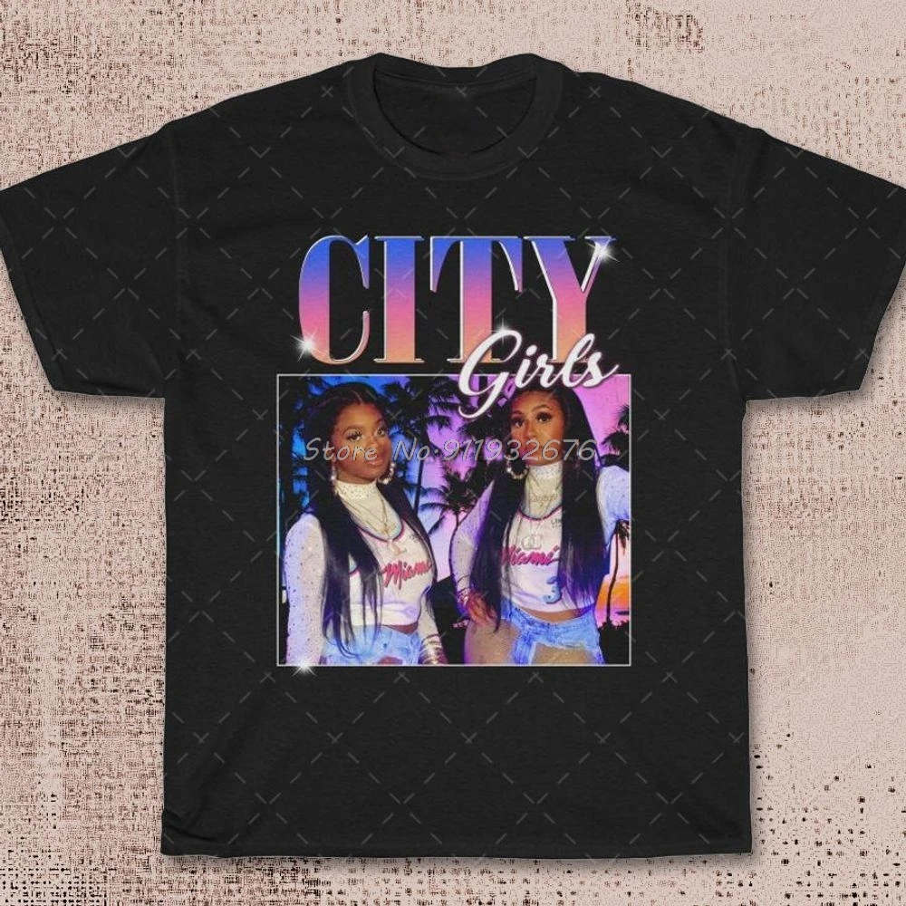 City Girls Rap Hip Hop 90s Retro Vintage T Shirt Men Cotton Tshirt Hip Hop Tees Streetwear Harajuku