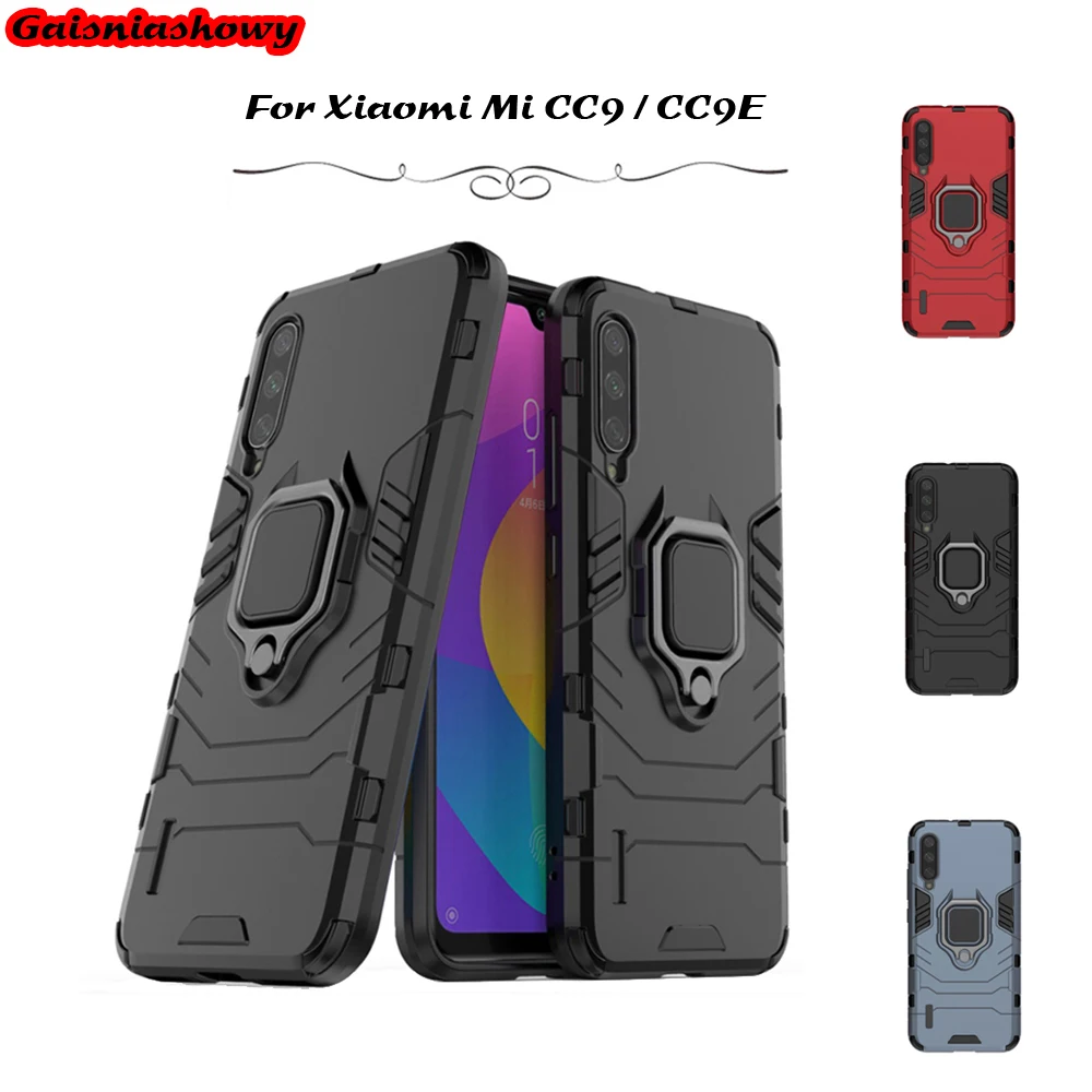 Armor Case For Xiaomi Mi CC9E Magnetic Car Holder Rubber Silicone Cover CC9 Kickstand Phone Shell Coque Capa |
