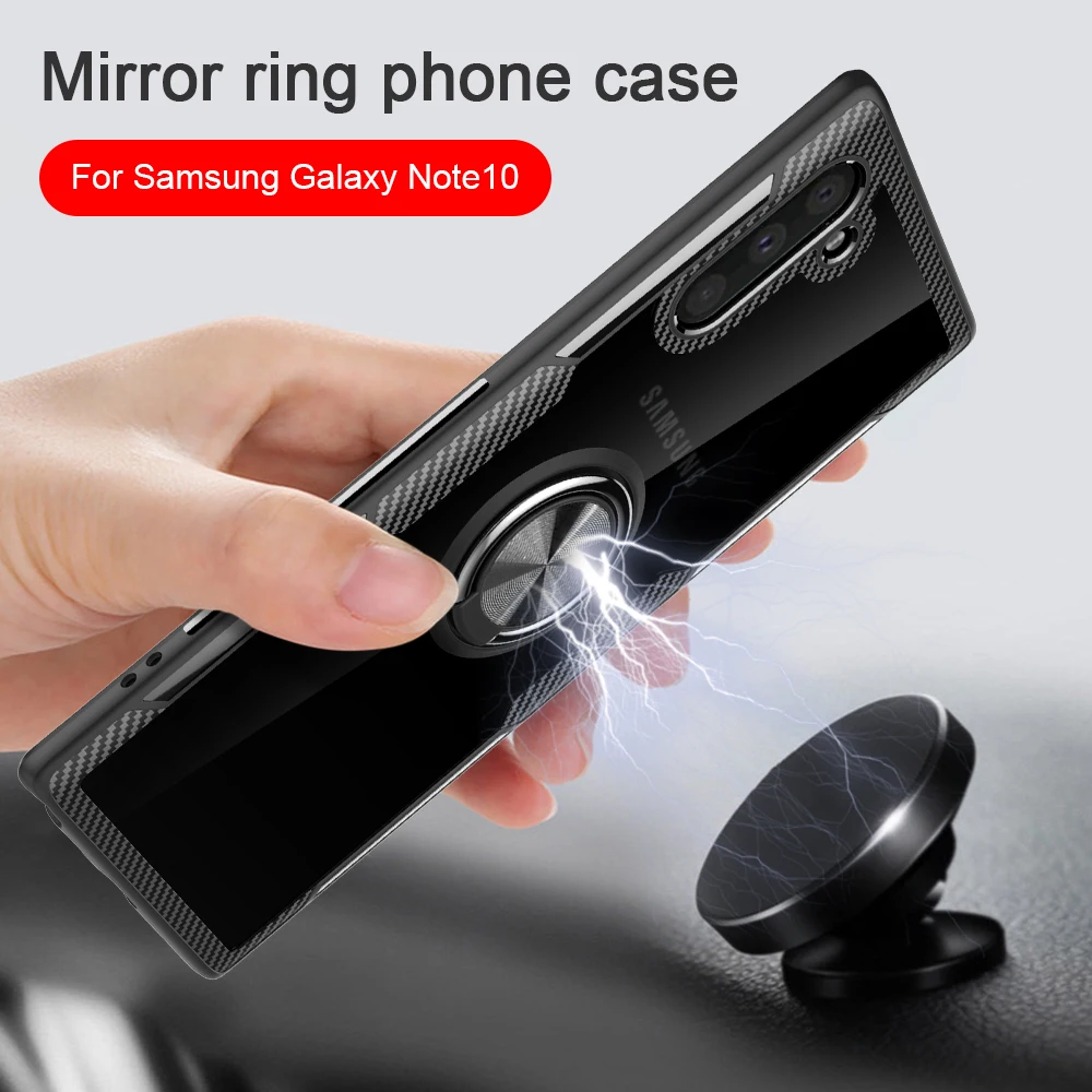 

Ring Bracket Glass Case For Samsung Galaxy Note 10 Pro Note10+ Note10 Pro Back Cover Case Car Phone Holder Shell Business Case