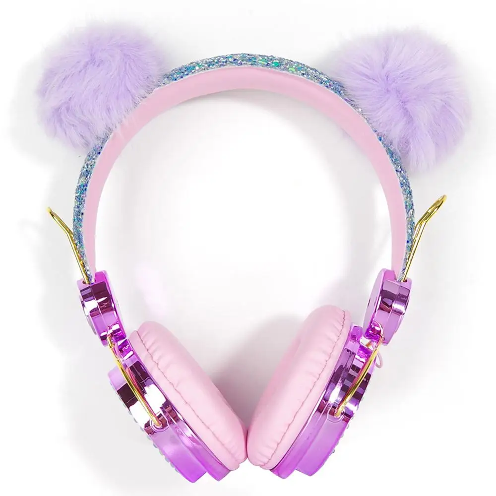 3.5mm Cute Wired Headphone Kids Children Pink Diamond Headphones Girl