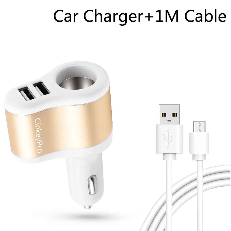 CinkeyPro автомобильное Зарядное устройство прикуриватель 2-Порты USB Зарядное устройство 2.1A автомобиля-Зарядное устройство мобильного телефона, Универсальные наушники для iPhone samsung зарядки - Тип штекера: Cable WG