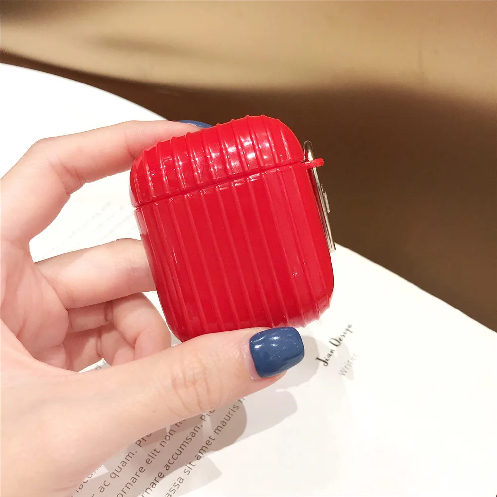 Red Чехол для Apple Airpods, беспроводной Bluetooth, чехол для наушников, чехол с крючком, защитный чехол для Airpods, 2 зарядного устройства, чехол - Цвет: Red