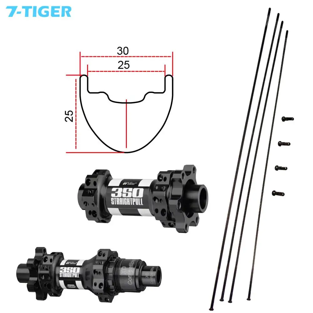 7-Tiger 30 мм колеса для шоссейного велосипеда dt350 горные прямые тяговые ступицы Асимметричные 29er mtb колеса велосипеда 6 Болт диск спицы 1420