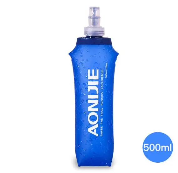 500ml AONIJIE Беговая спортивная мягкая бутылка для воды, складная термополиуретановая мягкая колба для воды с длинными соломенными пузырьками, сумка 350/600 мл - Цвет: 500ml