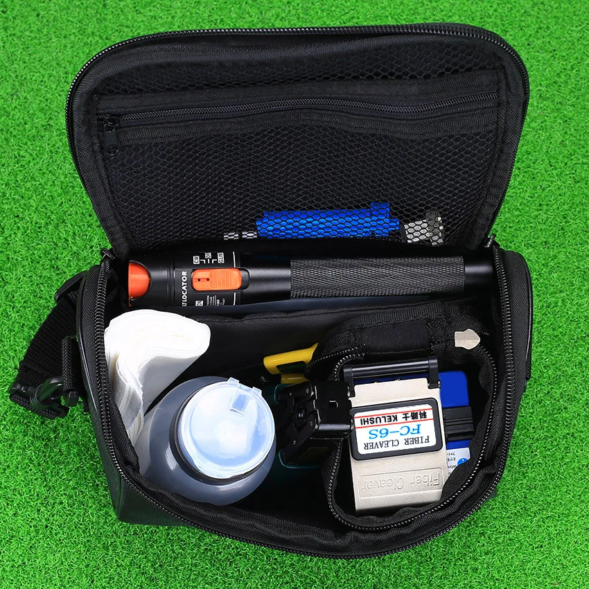KELUSHI 19pcs/Set  FTTH Tool Kit with FC-6S Fiber Cleaver and Optical Power Meter 10mW Visual Fault Locator Optic Stripper