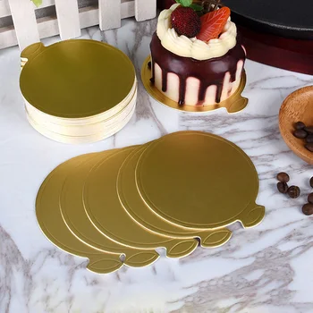 

100pcs/Set Round Mousse Cake Boards Gold Paper Cupcake Dessert Displays Tray Wedding Birthday Cake Pastry Decorative Tools Kit