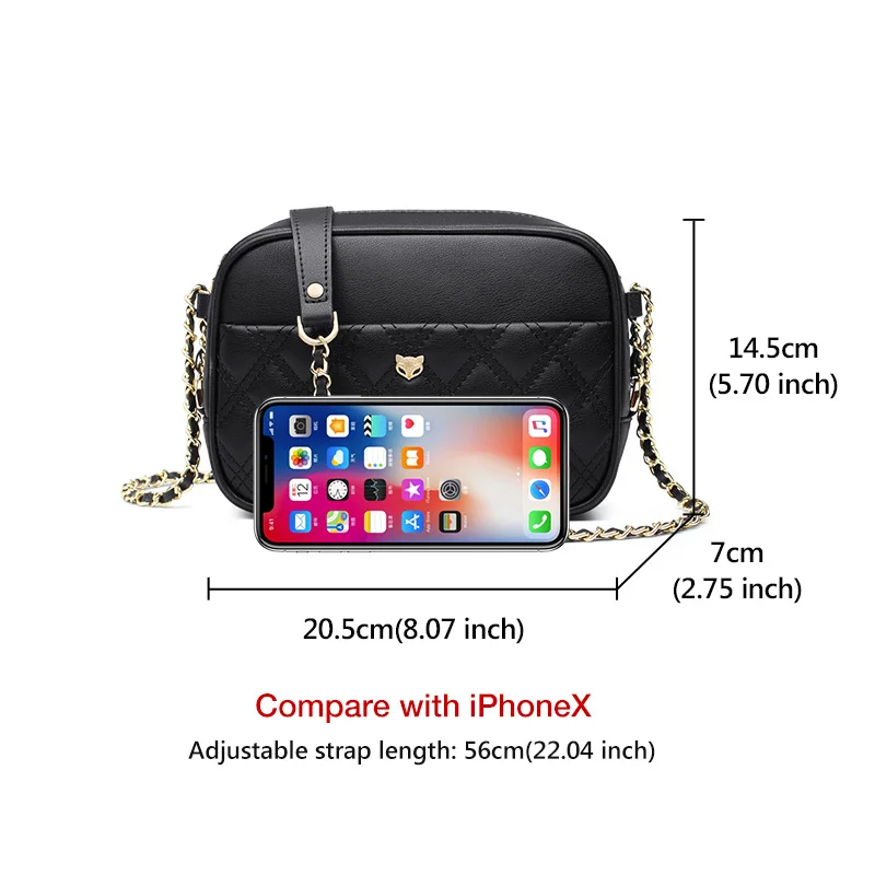 Najtaniej FOXER urząd Lady torba na ramię ze skóry wołowej kobiety moda diament torba Crossbody miękka czarny łańcuch pasek na ramię Messenger torba na dziewczynę
