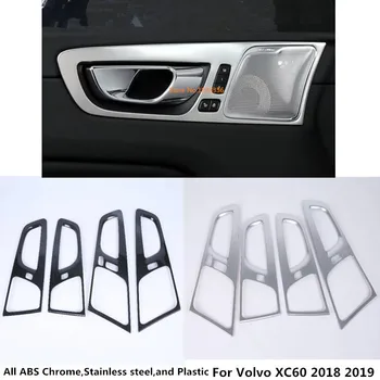 

For Volvo XC60 2018 2019 2020 Car Body Cover Stick Trim ABS Chrome/Carbon Fibre Door Inner Built Handle Bowl Frame Lamp 4pcs
