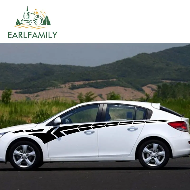 EARLFAMILY, 200 см x 21 см, 2x большая автомобильная наклейка, s полоска, графика, спортивная верхняя дверь, наклейки, винил, авто грузовик, наклейка, гоночный автомобиль, Стайлинг