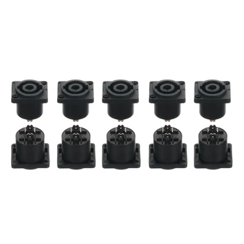 

10pcs/set 4 Pin Speaker Female Jack Socket Compatible Audio Cable Panel Chassis Socket Connector for Audio Amplifier Cable