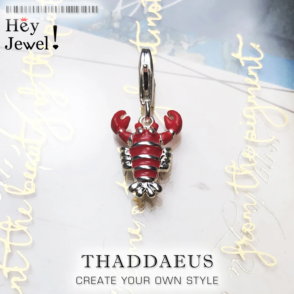 Подвеска ожерелье из серебра 925 пробы с красным карабином креверами раками