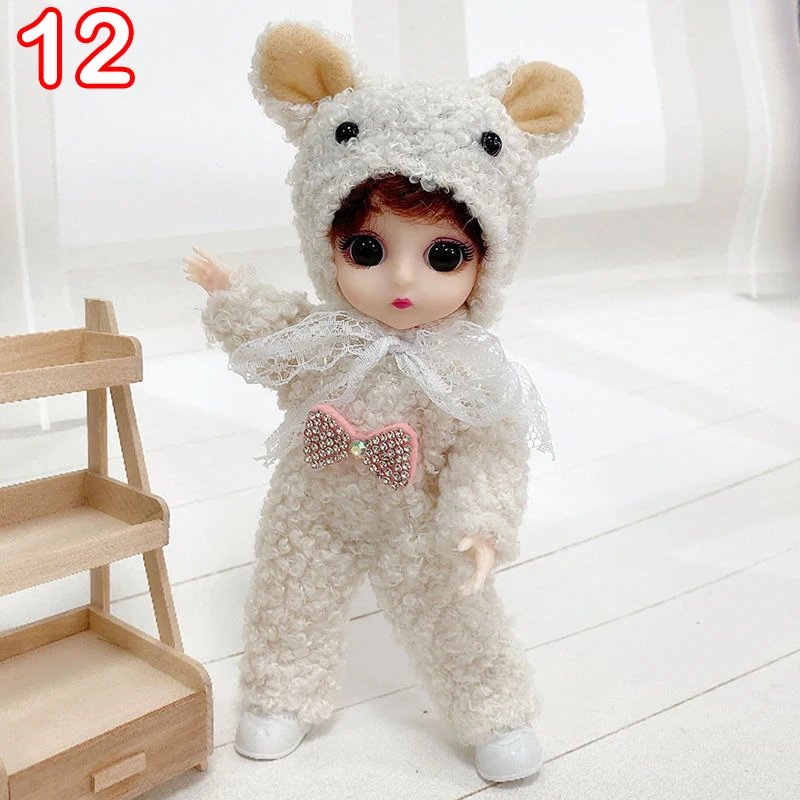 New 16 cm BJD Mini FASHION Toy DOLL With Clothes MINIATUR Kids Dolls Girls Baby Beautiful Dress Up 1/12 Birthday Gifts 3D Eyes 6