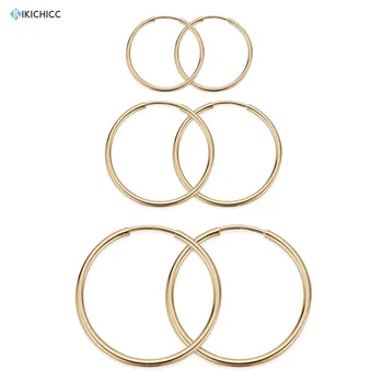 

Kikichicc 925 Sterling Silver LightWeight Large Hoops Circle Slim Earring Different Loops Big Small Plain Piercing Gold Jewelry