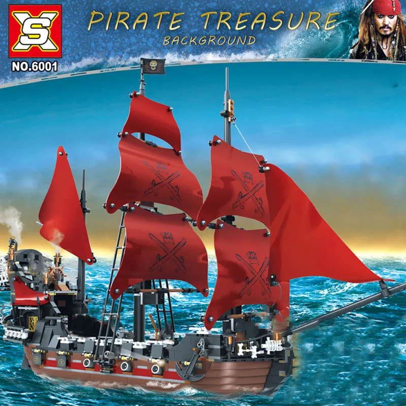 

Legoinglys Caribbean Pirates Queen Anne's Revenge Pearl Ghost Ship Pirate Ship Building Block Educational Kid Birthday Toy Gift