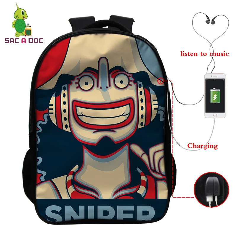 Mochila аниме один кусок рюкзаки многофункциональный USB зарядка латоп рюкзак школьные сумки для подростков девочек мальчиков путешествия рюкзак - Цвет: 9
