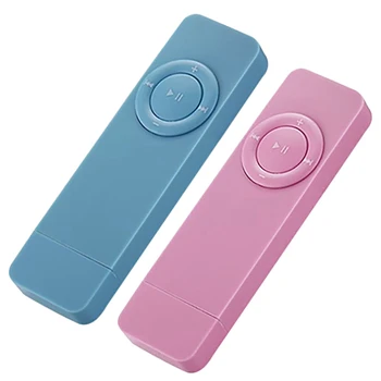 

2 Pcs Portable USB Sport U Disk Mini Mp3 Music Player Support 32GB TF Card (Blue & Pink)