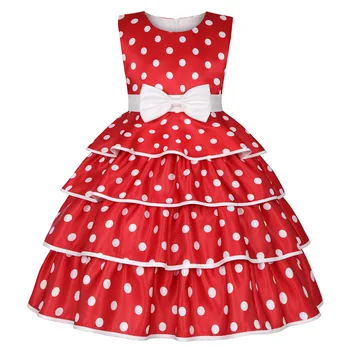 

Kid Dress for Girls 2-10 Years Party Wedding Dot Bow Knot Grand Banquet Cute Elegant Princess Child Sleeveless Four Seasons 2020