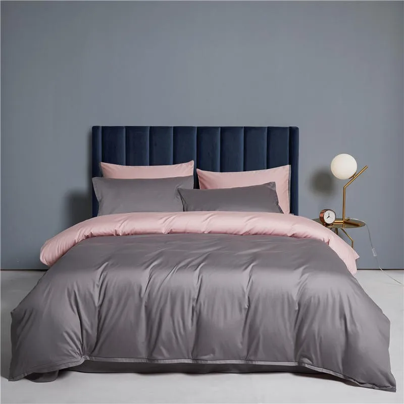 Silky Reversible 100% Egyptian Cotton Duvet Cover Bedding Set